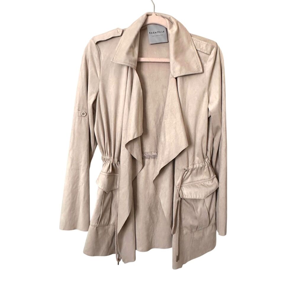 BAGATELLE COLLECTION Faux Suede Draped Light Jacket‎ Small